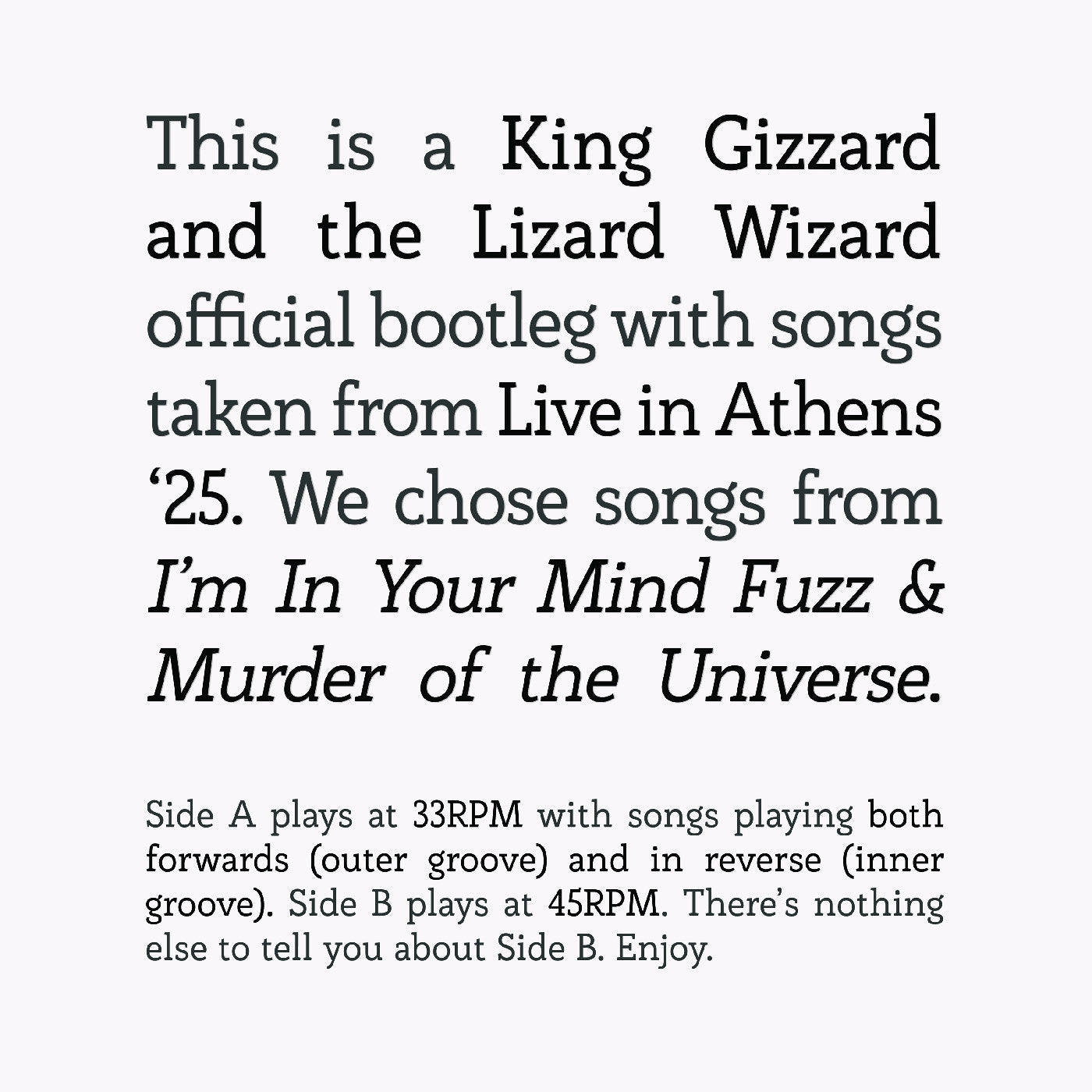 King Gizzard and the Lizard Wizard Songs From I'M In Your Mind Fuzz & Murder Of The Universe Live In Athens '25