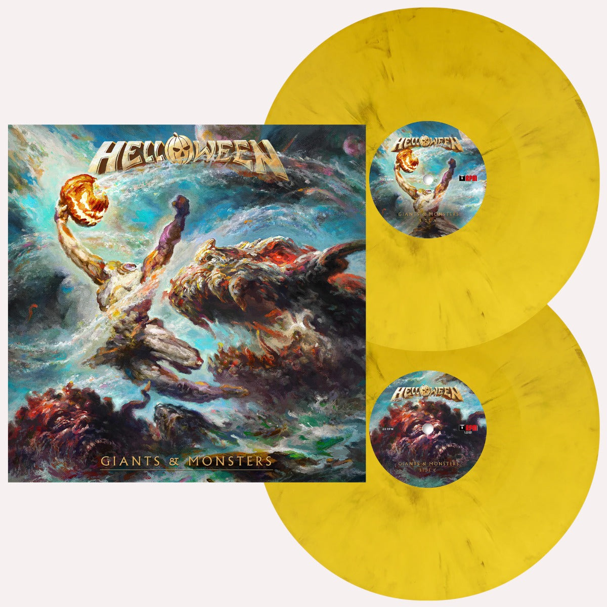 Helloween Giants & Monsters (Indie Exclusive) (Yellow Marble Vinyl) (Pumpkin Etching & Booklet) [2LP] Yellow Marble